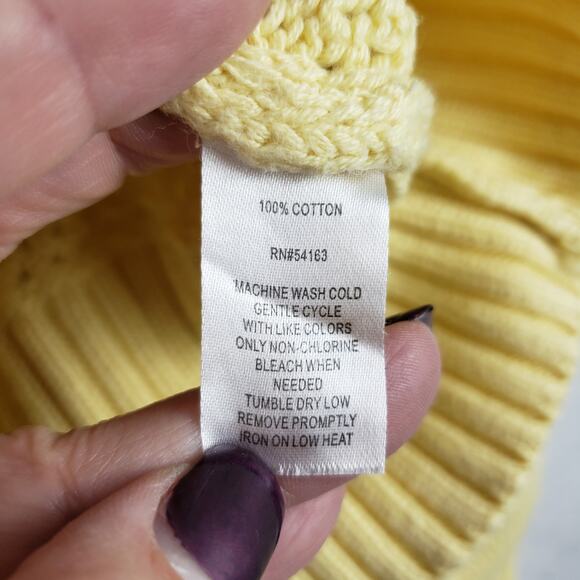 Andrew Marc Women's M Balloon Sleeve Loose Knit Sweater Yellow Coastal Grandma - Picture 6 of 9